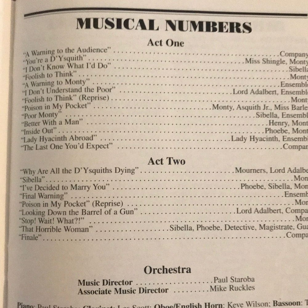 A Gentleman’s Guide To Love And Murder PLAYBILL - Picture 5 of 5